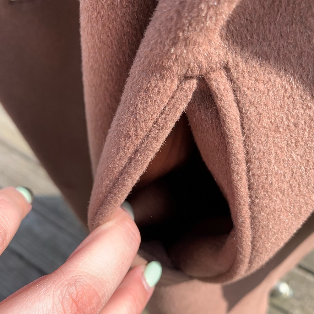 Vintage Wool Trench Coat with Real Fur Trim - Picture 9 of 16